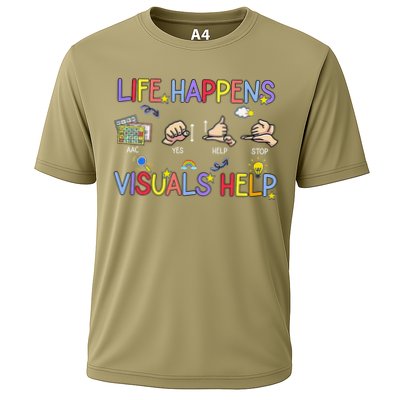 Life Happens Visuals Help ACC Special Education Teacher Cooling Performance Crew T-Shirt