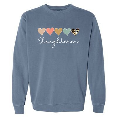 Leopard Hearts Valentine's Day For Team Slaughterer Vgiftday Gift Garment-Dyed Sweatshirt