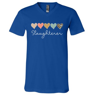 Leopard Hearts Valentine's Day For Team Slaughterer Vgiftday Gift V-Neck T-Shirt