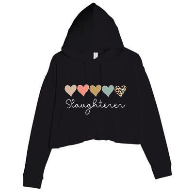 Leopard Hearts Valentine's Day For Team Slaughterer Vgiftday Gift Crop Fleece Hoodie