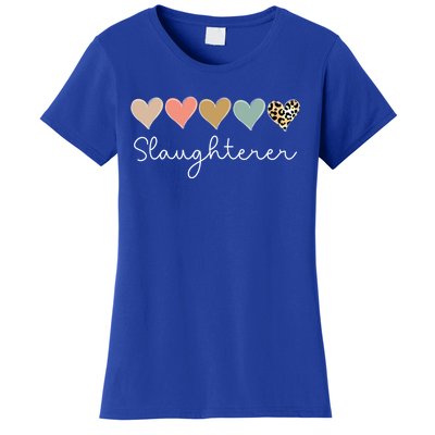 Leopard Hearts Valentine's Day For Team Slaughterer Vgiftday Gift Women's T-Shirt