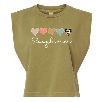 Leopard Hearts Valentine's Day For Team Slaughterer Vgiftday Gift Garment-Dyed Women's Muscle Tee