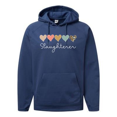 Leopard Hearts Valentine's Day For Team Slaughterer Vgiftday Gift Performance Fleece Hoodie