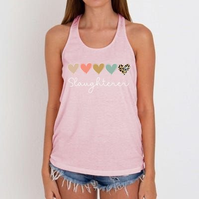 Leopard Hearts Valentine's Day For Team Slaughterer Vgiftday Gift Women's Knotted Racerback Tank