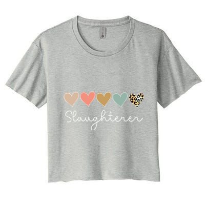 Leopard Hearts Valentine's Day For Team Slaughterer Vgiftday Gift Women's Crop Top Tee