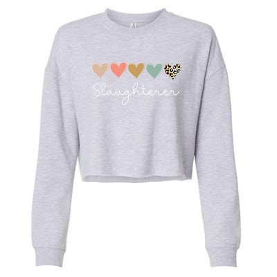 Leopard Hearts Valentine's Day For Team Slaughterer Vgiftday Gift Cropped Pullover Crew