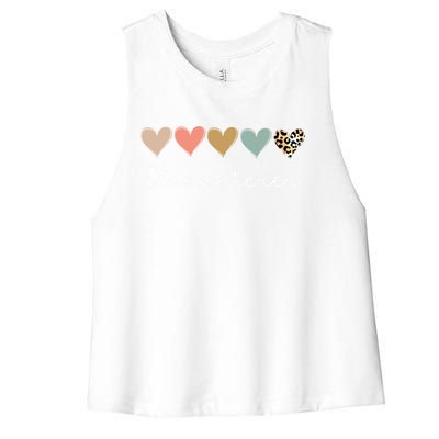 Leopard Hearts Valentine's Day For Team Slaughterer Vgiftday Gift Women's Racerback Cropped Tank