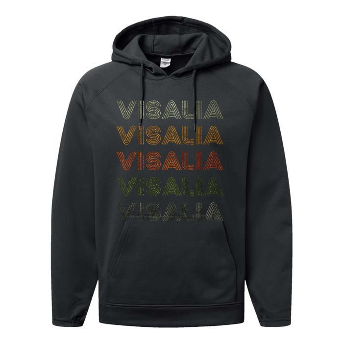 Love Heart Visalia Grunge Vintage Style Black Visalia Performance Fleece Hoodie