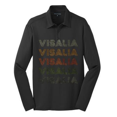 Love Heart Visalia Grunge Vintage Style Black Visalia Silk Touch Performance Long Sleeve Polo