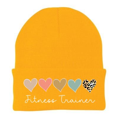 Leopard Hearts Valentine's Day For Team Fitness Trainer Meaningful Gift Knit Cap Winter Beanie