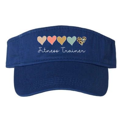 Leopard Hearts Valentine's Day For Team Fitness Trainer Meaningful Gift Valucap Bio-Washed Visor