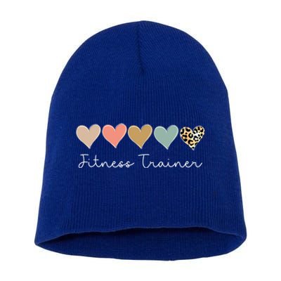 Leopard Hearts Valentine's Day For Team Fitness Trainer Meaningful Gift Short Acrylic Beanie