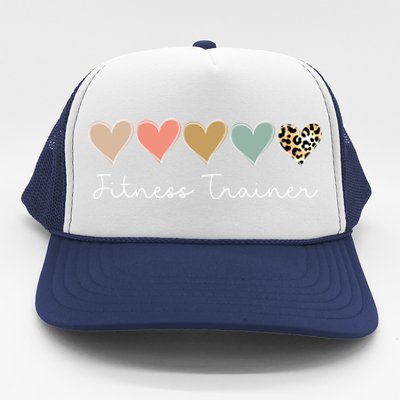 Leopard Hearts Valentine's Day For Team Fitness Trainer Meaningful Gift Trucker Hat