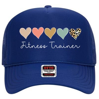 Leopard Hearts Valentine's Day For Team Fitness Trainer Meaningful Gift High Crown Mesh Back Trucker Hat