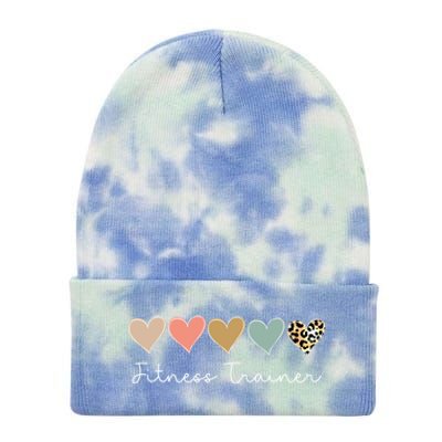 Leopard Hearts Valentine's Day For Team Fitness Trainer Meaningful Gift Tie Dye 12in Knit Beanie