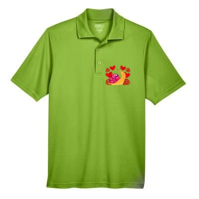 Love Heart ValentineS Day Roses Snail Men's Origin Performance Pique Polo