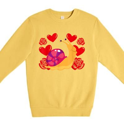 Love Heart ValentineS Day Roses Snail Premium Crewneck Sweatshirt