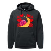 Love Heart ValentineS Day Roses Snail Performance Fleece Hoodie