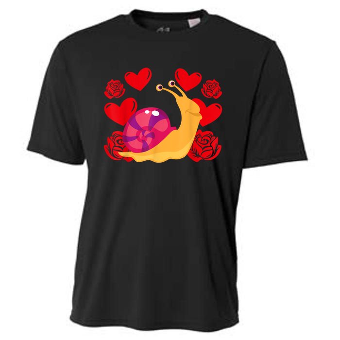 Love Heart ValentineS Day Roses Snail Cooling Performance Crew T-Shirt