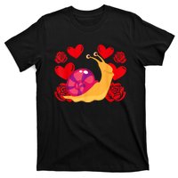 Love Heart ValentineS Day Roses Snail T-Shirt