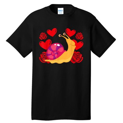 Love Heart ValentineS Day Roses Snail Tall T-Shirt