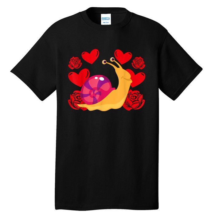 Love Heart ValentineS Day Roses Snail Tall T-Shirt