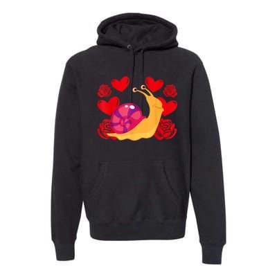 Love Heart ValentineS Day Roses Snail Premium Hoodie