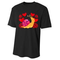 Love Heart ValentineS Day Roses Snail Performance Sprint T-Shirt