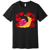 Love Heart ValentineS Day Roses Snail Premium T-Shirt