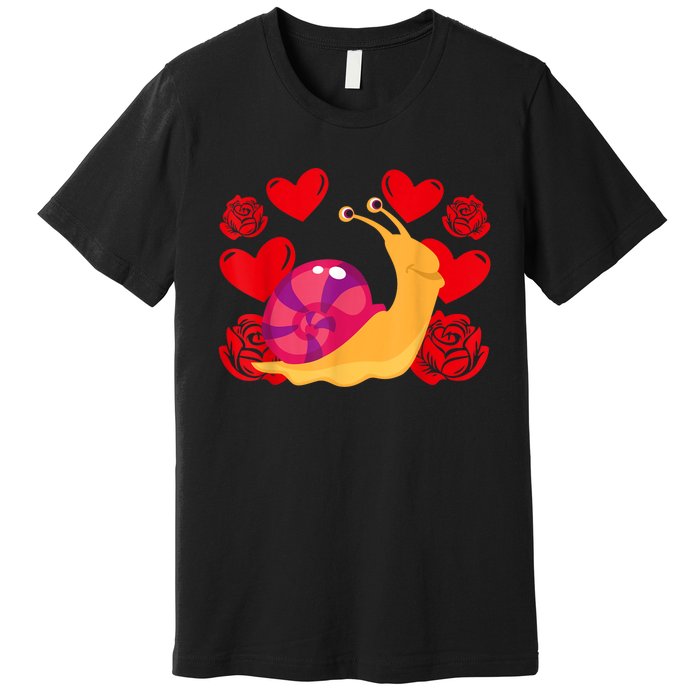 Love Heart ValentineS Day Roses Snail Premium T-Shirt