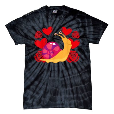 Love Heart ValentineS Day Roses Snail Tie-Dye T-Shirt