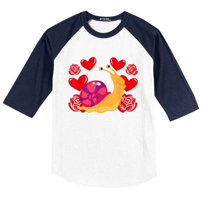 Love Heart ValentineS Day Roses Snail Baseball Sleeve Shirt