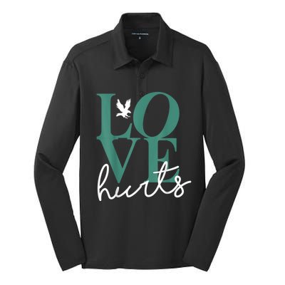 Hurts So Good Eagles Fan - Love Hurts Eagles Fan Vintage  Silk Touch Performance Long Sleeve Polo