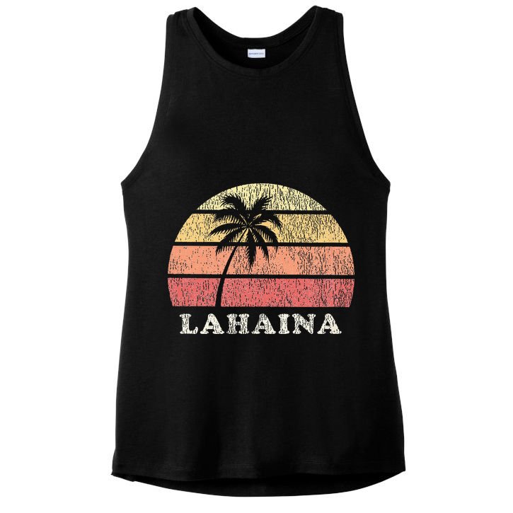 Lahaina Hawaii Vintage 70s Retro Throwback Design Ladies PosiCharge Tri-Blend Wicking Tank
