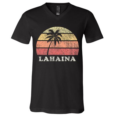 Lahaina Hawaii Vintage 70s Retro Throwback Design V-Neck T-Shirt
