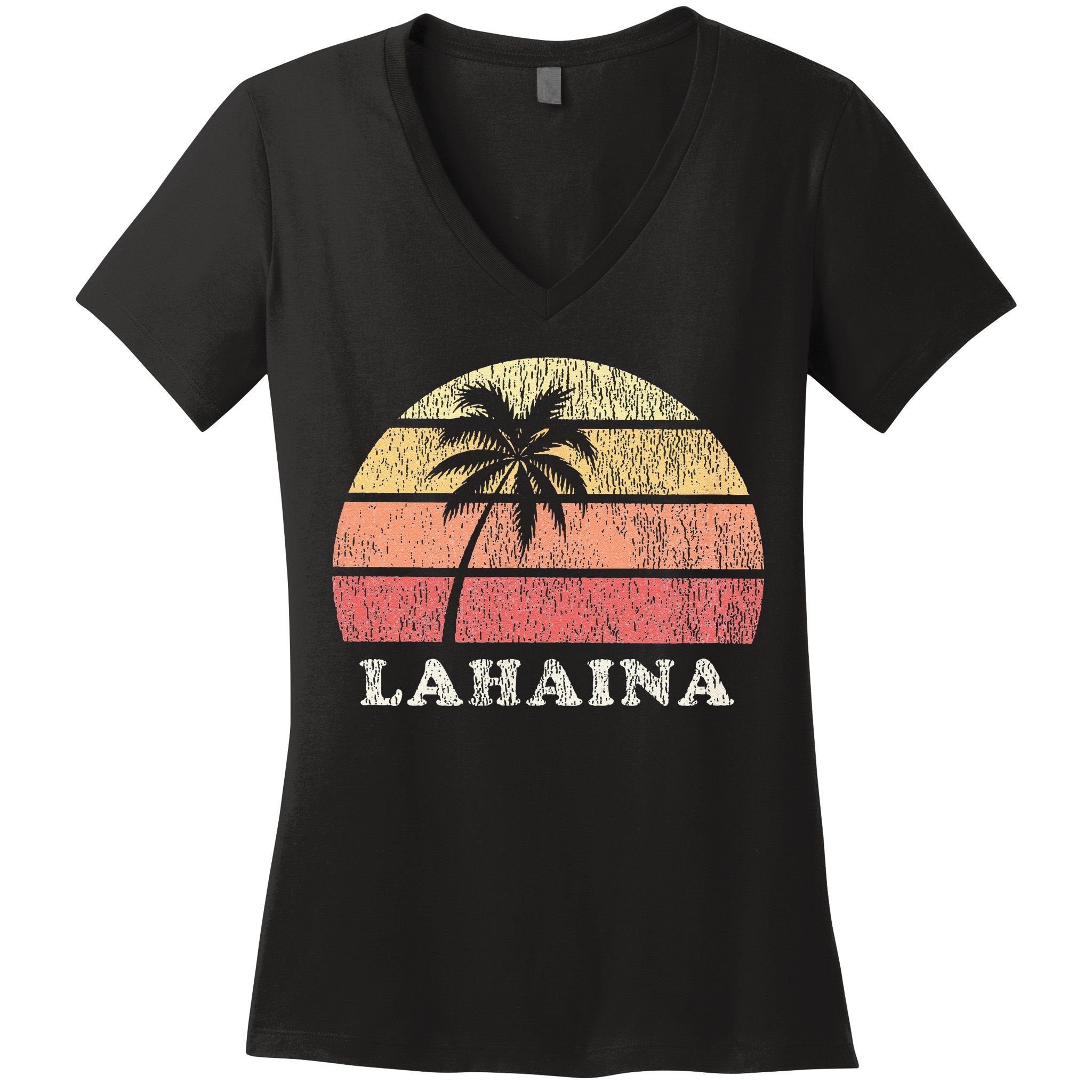 Lahaina Hawaii Vintage 70s Retro Throwback Design Women's V-Neck T-Shirt