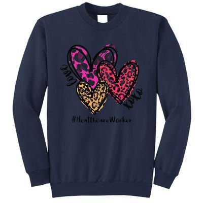 Love Healthcare Worker Heart Leopard Costume Valentine's Day Sweatshirt