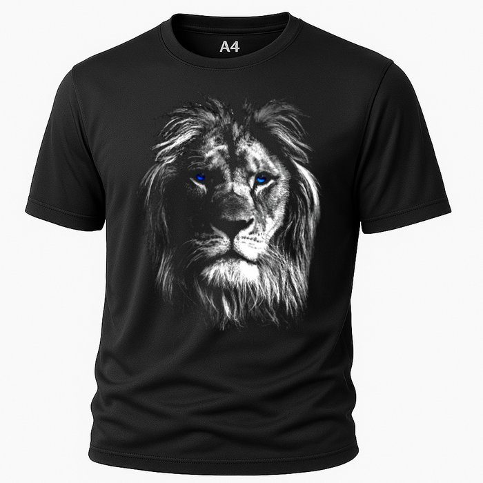 Lion Head With Blue Eyes For Lovers Lions King Of Animals Cooling Performance Crew T-Shirt