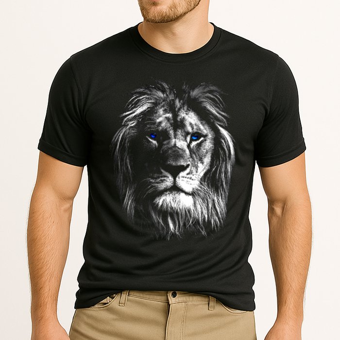 Lion Head With Blue Eyes For Lovers Lions King Of Animals Cooling Performance Crew T-Shirt