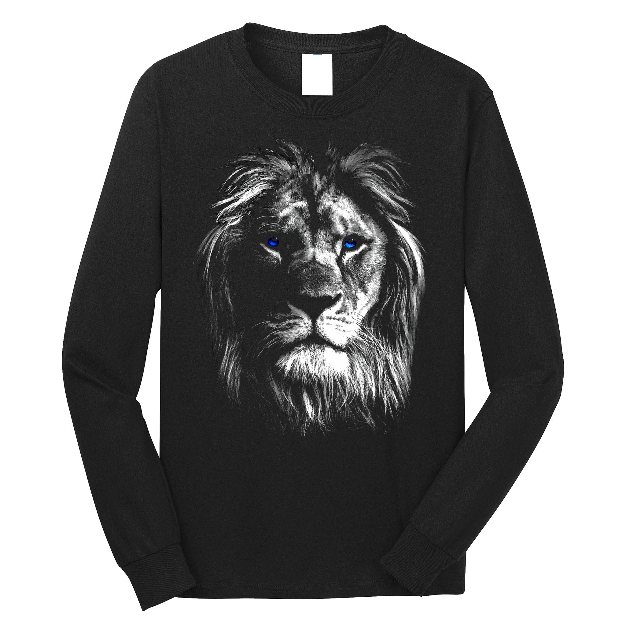 Lion Head With Blue Eyes For Lovers Lions King Of Animals Long Sleeve Shirt