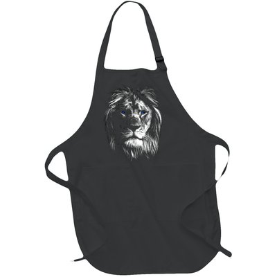 Lion Head With Blue Eyes For Lovers Lions King Of Animals Full-Length Apron With Pockets