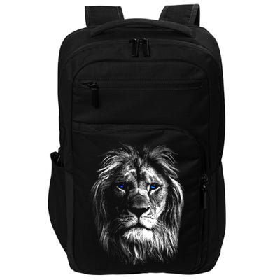 Lion Head With Blue Eyes For Lovers Lions King Of Animals Impact Tech Backpack