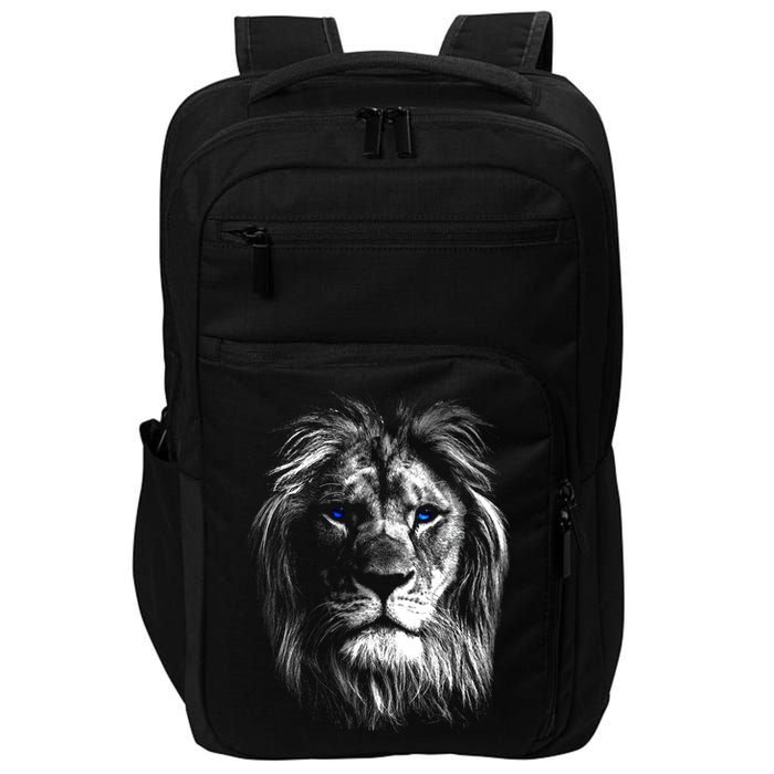 Lion Head With Blue Eyes For Lovers Lions King Of Animals Impact Tech Backpack