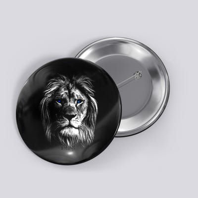 Lion Head With Blue Eyes For Lovers Lions King Of Animals Button