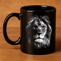 Lion Head With Blue Eyes For Lovers Lions King Of Animals 11oz C Handle Ceramic Mug