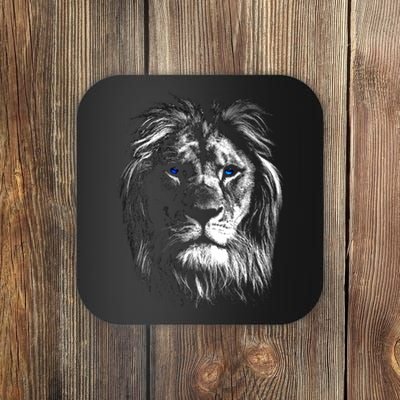 Lion Head With Blue Eyes For Lovers Lions King Of Animals Coaster