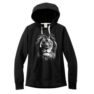 Lion Head With Blue Eyes For Lovers Lions King Of Animals Women's Fleece Hoodie