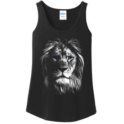 Lion Head With Blue Eyes For Lovers Lions King Of Animals Ladies Essential Tank