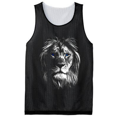 Lion Head With Blue Eyes For Lovers Lions King Of Animals Mesh Reversible Basketball Jersey Tank