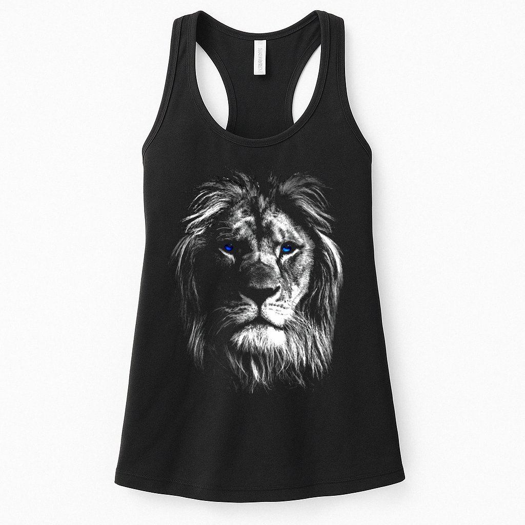 Lion Head With Blue Eyes For Lovers Lions King Of Animals Womens Tank Top
